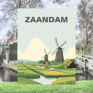 Zaandam, Niederlande Windmühlen Reise Vintage Postkarte