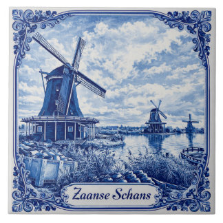 Zaanse Schans Delft Blau stil Keramikfliese