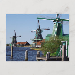 Zaanse Schans Niederländische Windmühlen in grün u Postkarte