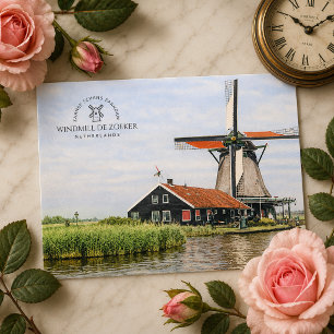 Zaanse Schans Windmühle Aquarell Niederländisches Feiertagspostkarte