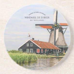 Zaanse Schans Windmühle Aquarell Niederländisches  Getränkeuntersetzer