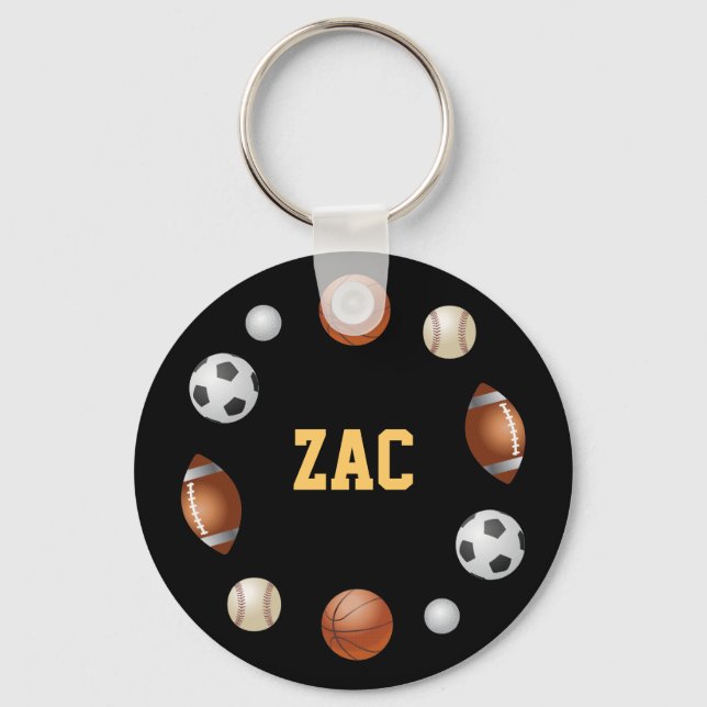 Zac World of Sports Schlüsselanhänger - Black (Vorderseite)