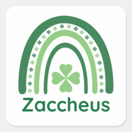 Zaccheus Name Clover Boho Rainbow Quadratischer Aufkleber