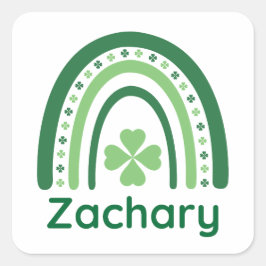 Zachary Name Clover Boho Rainbow Quadratischer Aufkleber