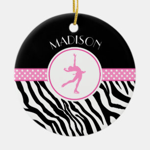 Zacken Sie Ihre Namenszebra-Druck-Zahl Skaten aus Keramik Ornament