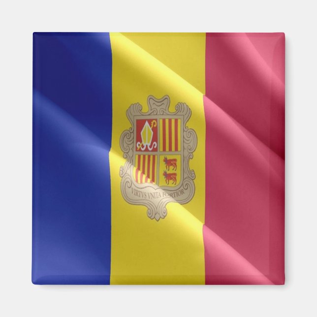 zAD001 Waving FLAG Andorra, Kühlschrank Magnet (Vorne)