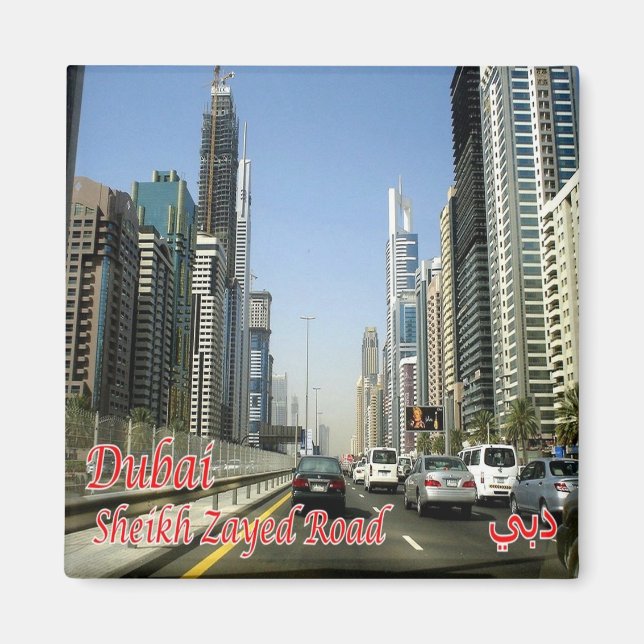 zAE067 DUBAI Sheikh Zayed Road, Kühlschrank Magnet (Vorne)