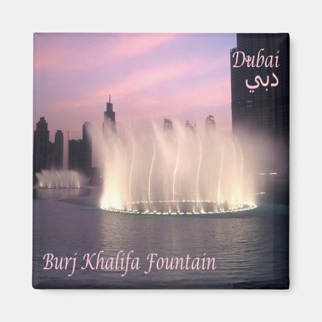 zAE072 BURJ KHALIFA FOUNTAIN, Kühlschrank Magnet (Vorne)
