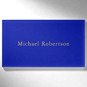 Zaffre Blue Gold Colors Beruflich Trendy Modern Namenschild