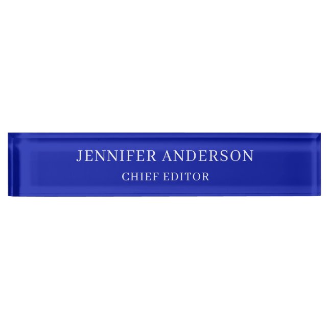 Zaffre Blue Professional Modern Plain Minimalist Namensplakette (Vorderseite)