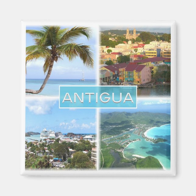 zAG003 ANTIGUA, Mosaik Antigua und Barbuda, Kühlsc Magnet (Vorne)