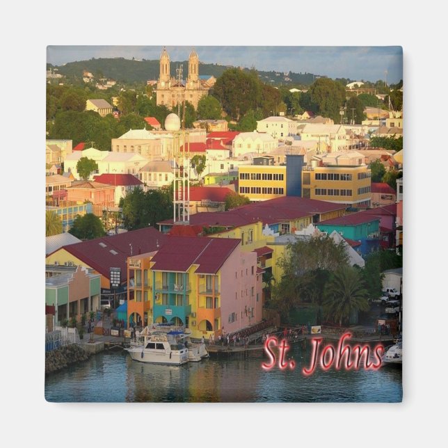 zAG008 SAINT JOHN, Antigua und Barbuda, Kühlschran Magnet (Vorne)