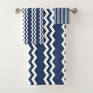 Zag bleu foncé - Ensemble de serviettes