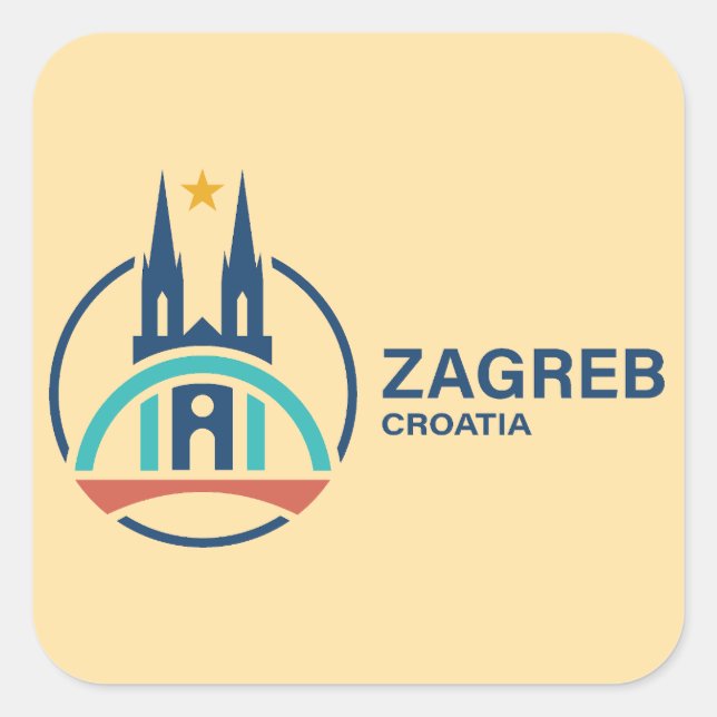 Zagreb Croatia Europe Quadratischer Aufkleber (Vorderseite)