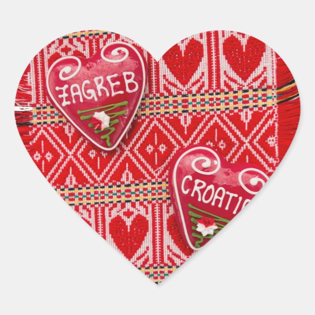 Zagreb Croatia Souvenir Herz-Aufkleber (Vorderseite)
