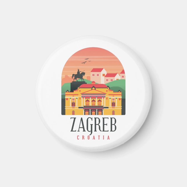 Zagreb Croatia Stadtbild Vintag Magnet (Vorne)
