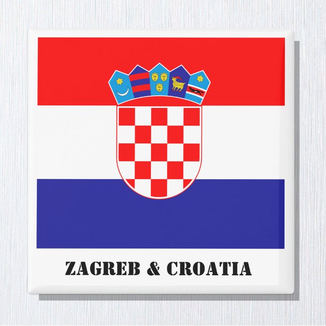 Zagreb & Croatie, Aimant Drapeau Croate (Créateur téléchargé)