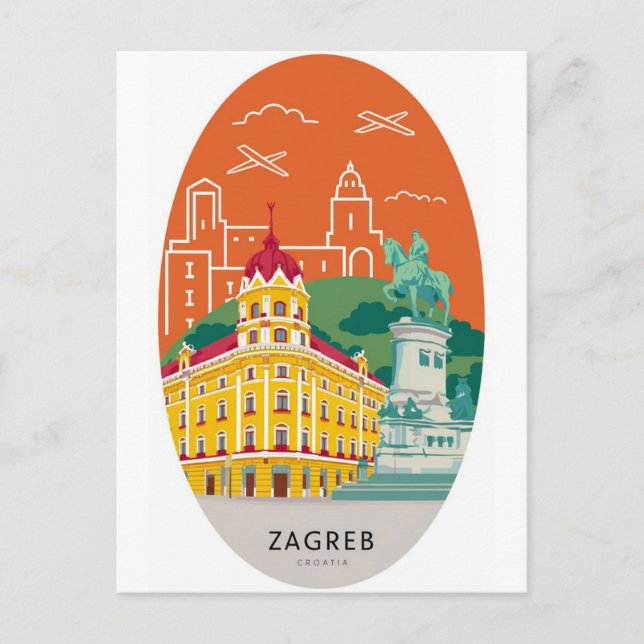 Zagreb, Croatie - Carte Postale Cityscape : DiscPo (Devant)