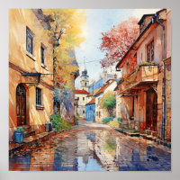 Zagreb Kroatien Reisen Wasserfarben Kunst, Dichtun