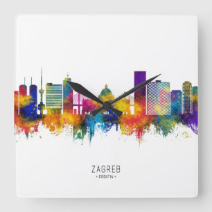 Zagreb Kroatien Skyline Quadratische Wanduhr