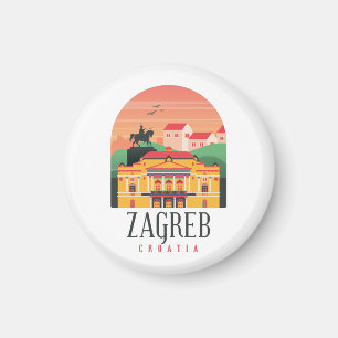 Zagreb Kroatien Stadtbild Vintage Magnet