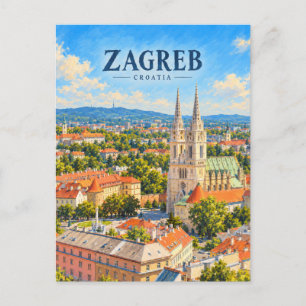 Zagreb Malerische Reise Kunst Postkarte