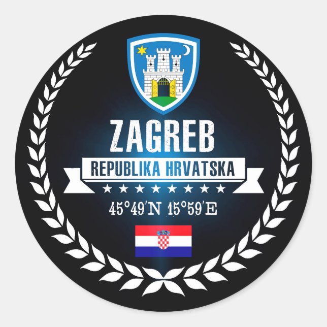 Zagreb Runder Aufkleber (Vorderseite)