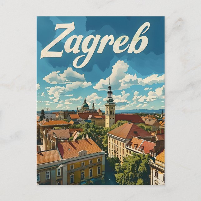 Zagreb Vintage Postkarte (Vorderseite)