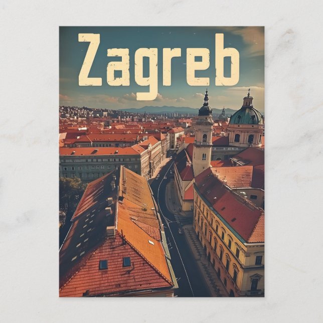 Zagreb Vintage Travel ad Postkarte (Vorderseite)