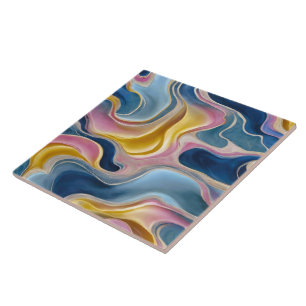 „Zahara“ Wirbel aus Blau, Rosa und Sand. Fliese