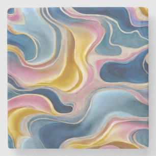 "Zahara" Wirbel von Blues, Rosa und Sand. Steinuntersetzer