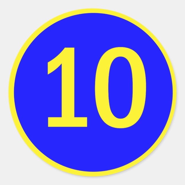 Zahl 10 in einem Kreis Runder Aufkleber (Vorderseite)