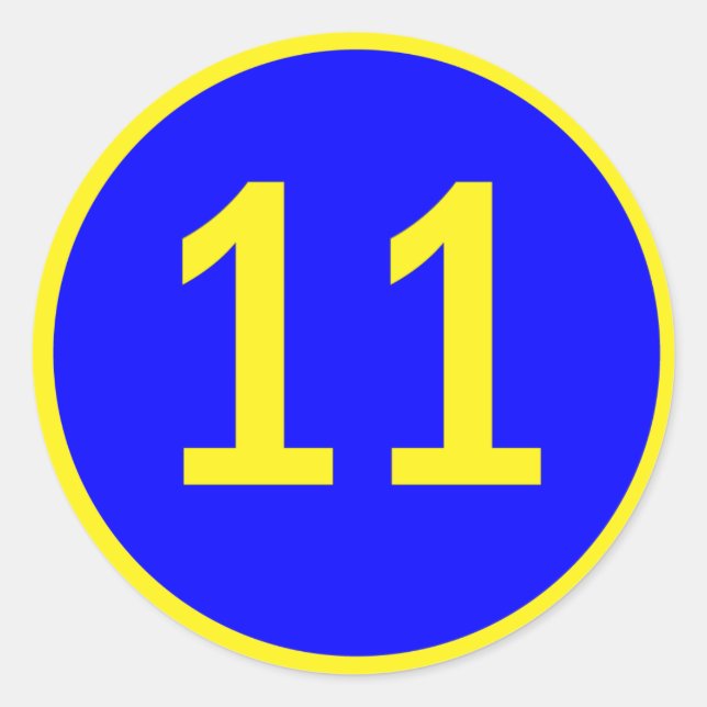 Zahl 11 in einem Kreis Runder Aufkleber (Vorderseite)