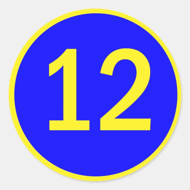 Zahl 12 in einem Kreis Runder Aufkleber (Vorderseite)