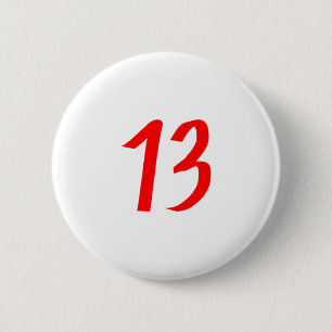 Zahl 13 dreizehn rote Farbe Button
