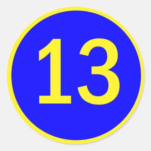 Zahl 13 in einem Kreis Runder Aufkleber (Vorderseite)