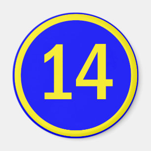 Zahl 14 in einem Kreis Magnet