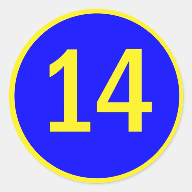 Zahl 14 in einem Kreis Runder Aufkleber (Vorderseite)