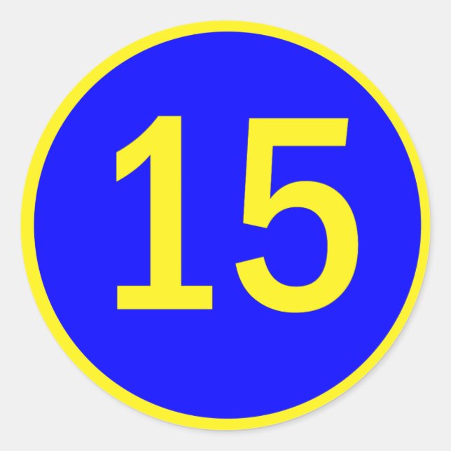 Zahl 15 in einem Kreis Runder Aufkleber (Vorderseite)