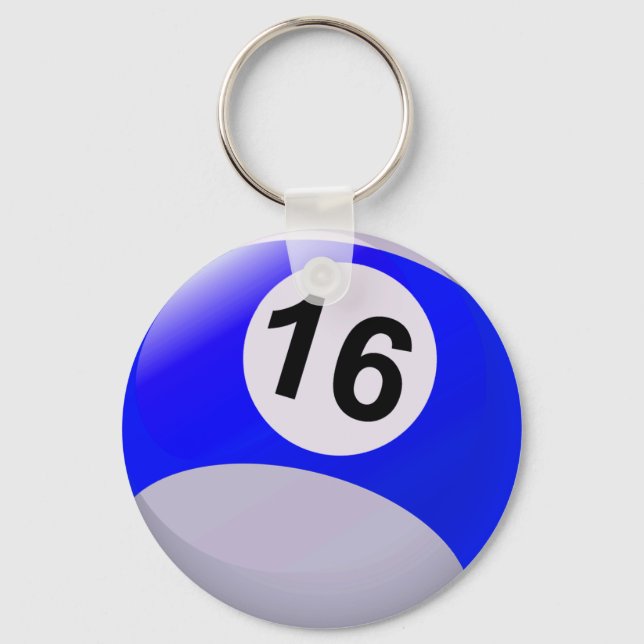 Zahl 16 Billard Ball Schlüsselanhänger (Vorderseite)