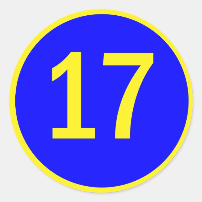 Zahl 17 in einem Kreis Runder Aufkleber (Vorderseite)