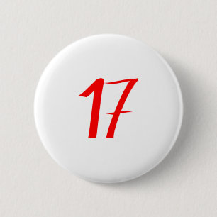 Zahl 17 siebzehn rote Farbe Button