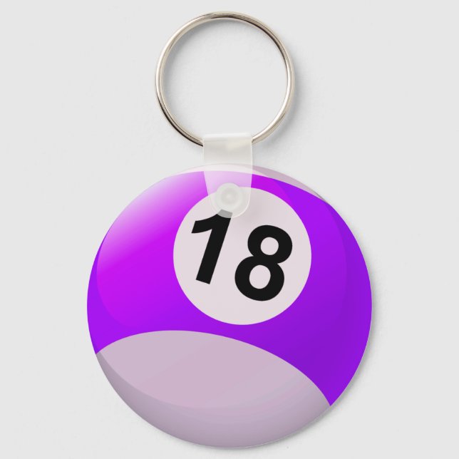 Zahl 18 Billard Ball Schlüsselanhänger (Vorderseite)