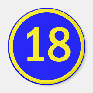 Zahl 18 in einem Kreis Magnet