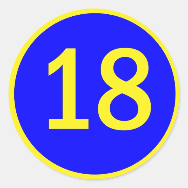 Zahl 18 in einem Kreis Runder Aufkleber (Vorderseite)