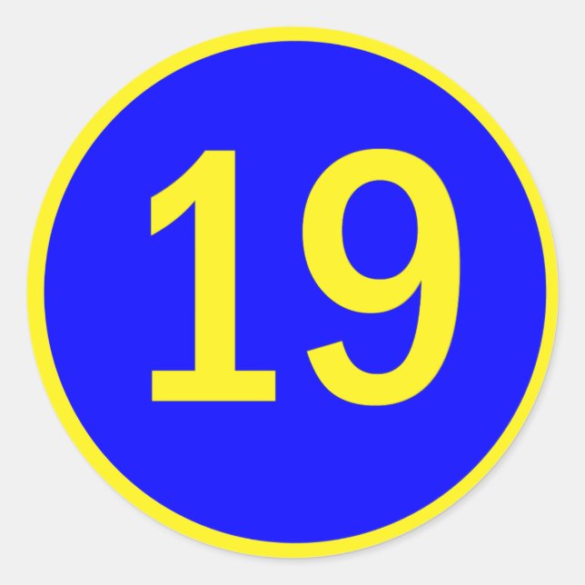 Zahl 19 in einem Kreis Runder Aufkleber (Vorderseite)