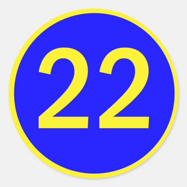 Zahl 22 in einem Kreis Runder Aufkleber (Vorderseite)