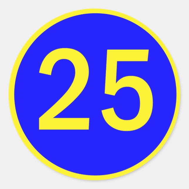 Zahl 25 in einem Kreis Runder Aufkleber (Vorderseite)