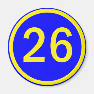 Zahl 26 in einem Kreis Magnet