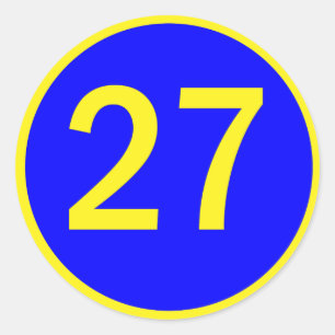 Zahl 27 in einem Kreis Runder Aufkleber